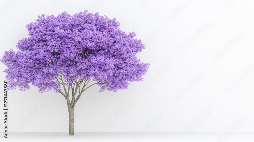 Obraz premium Vibrant jacaranda tree in full bloom against minimalist white background