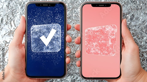 Social media advertiser split-testing ad creatives for better conversion rates, isolated on a metallic silver background