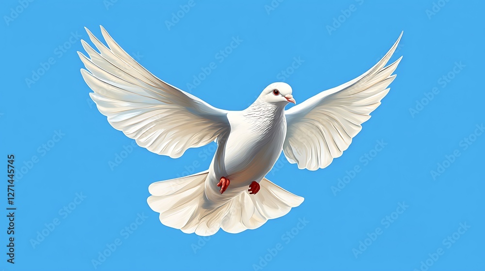 Obraz premium White dove in flight against a clear sky