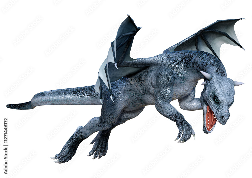 Naklejka premium 3D Rendering Fairy Tale Dragon on White