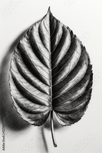 Wallpaper Mural Pencil leaf illustration in shades of gray Torontodigital.ca