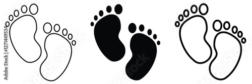 silhouette of baby feet icon over white background. vector illustration. Baby footprints icon isolated on white background. Baby feet sign. baby feet icon set. 8888.