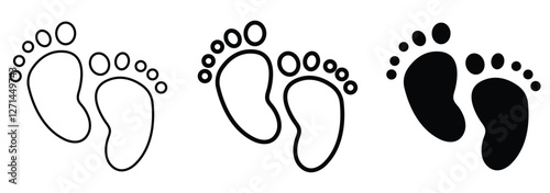 silhouette of baby feet icon over white background. vector illustration. Baby footprints icon isolated on white background. Baby feet sign. baby feet icon set. 8888.