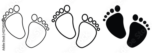 silhouette of baby feet icon over white background. vector illustration. Baby footprints icon isolated on white background. Baby feet sign. baby feet icon set. 7777