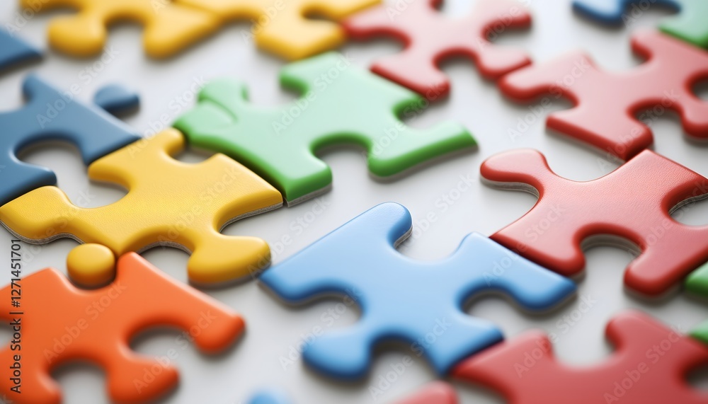 Fototapeta premium 3d illustration of colorful puzzle pieces on a white background