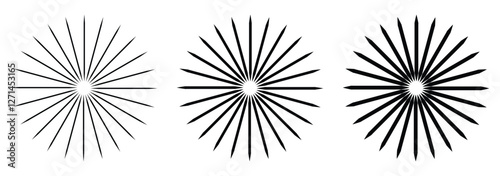 Set of sunburst element. Radial stripes. Sunburst icon collection. Vector illustration isolated on white background. sunburst icon. radial circle.