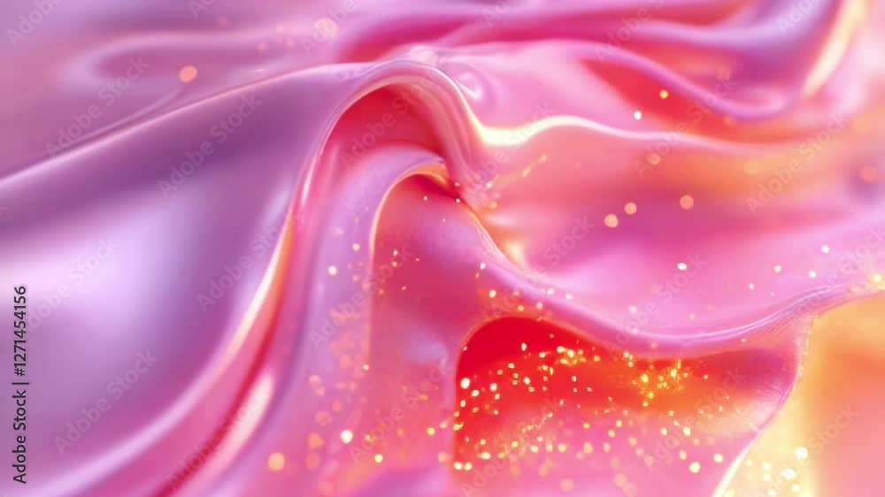 Animation of flowing waves gently shimmering in rose gold tones. The elements shimmer with soft light, creating an atmosphere of warmth and lightness