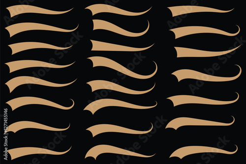 Swoosh, swash underline stroke set. Hand drawn swirl swoosh underline calligraphic element.  Typography, graphic design elements on white background.