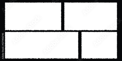 Set of White Torn or ripped paper sheet. Vector Collage Shape of Torn Paper. Scrapbook edge, notebook tear or blank page split on white background. Vector illustration.