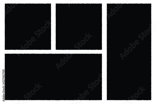  Black Torn or ripped paper sheet. Vector Collage Shape of Torn Paper. Scrapbook edge, notebook tear or blank page split. isolated on white background.
