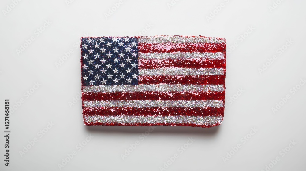 Obraz premium Glittery USA Flag Patriotic Symbol Celebration Decoration Art Object