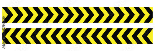 Warning tape with yellow and black diagonal stripes. Warn stop seamless line. Yellow and black caution tape border. Long danger ribbon. caution tape.