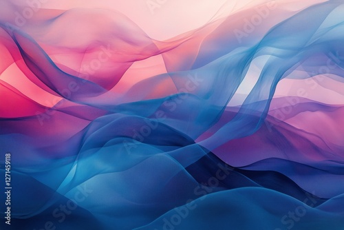 Abstract fabric waves in blue and pink hues create a harmonious visual experi...
