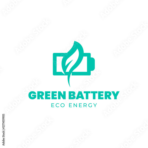 Battery and Leaf Logo Concept. Eco energy, Green energy, environmentally friendly batteries concept illustration design.