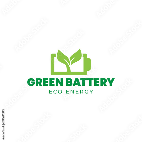 Battery and Leaf Logo Concept. Eco energy, Green energy, environmentally friendly batteries concept illustration design.