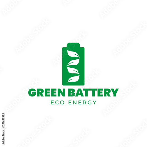 Battery and Leaf Logo Concept. Eco energy, Green energy, environmentally friendly batteries concept illustration design.
