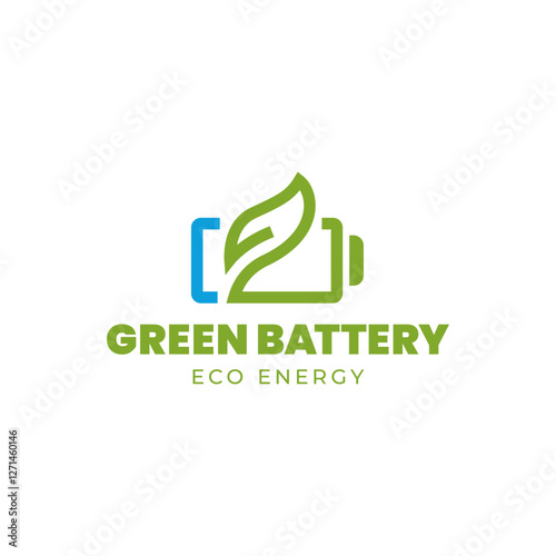 Battery and Leaf Logo Concept. Eco energy, Green energy, environmentally friendly batteries concept illustration design.