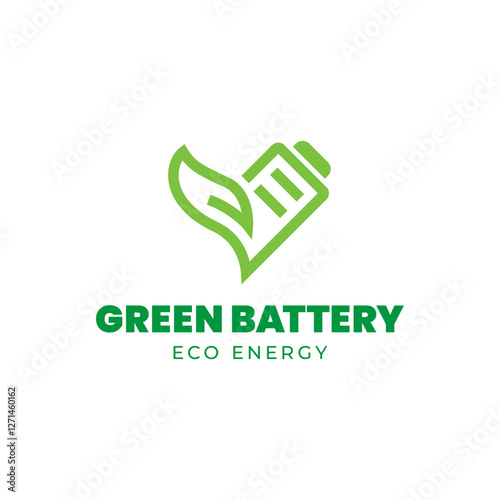 Battery and Leaf Logo Concept. Eco energy, Green energy, environmentally friendly batteries concept illustration design.