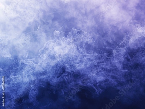 Ethereal blue smoke formation, whispy ethereal patterns against dark gradient photo