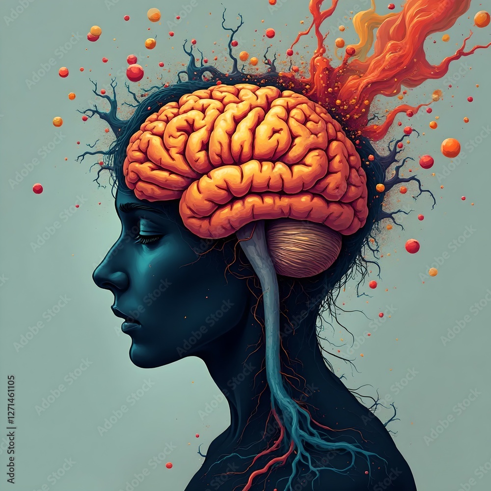 human head with brain Stock Illustration | Adobe Stock