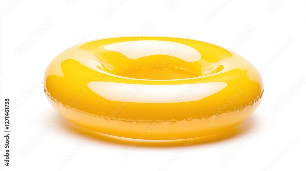 Bright yellow inflatable pool ring against white background Bright yellow inflatable pool ring against white background