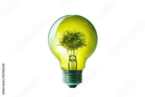 Green Light Bulb with Thriving Plant Inside: Eco-Friendly Idea, Sustainable Growth, Nature Concept, Environmental Awareness, Renewable Energy Symbol, Spring, Freshness, Growth, Innovation, Creativity,