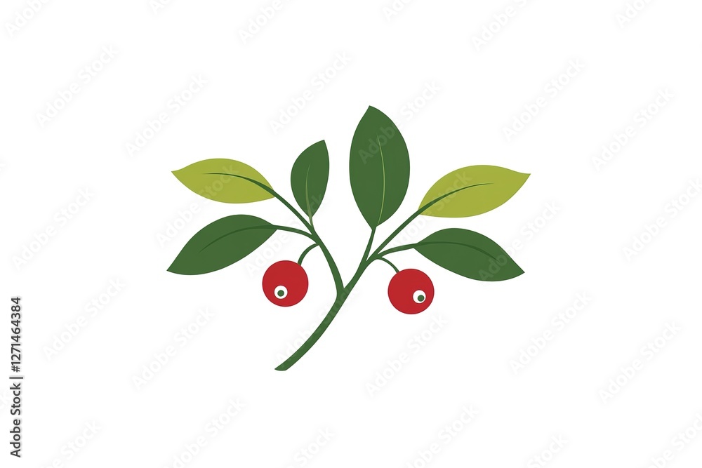 Obraz premium Festive Mistletoe Trio: Flat Vector Logo Design, Perfect for Christmas Cards, Holiday Branding, Winter Celebrations, Seasonal Greetings, Adorable Illustration, Simple Design, Minimalist Style, Cute 