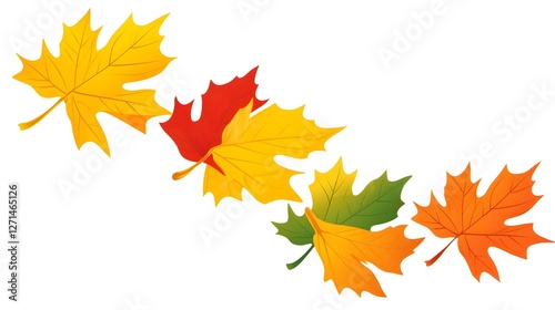 Colorful Autumn Leaves Isolated on White Background for Design Use