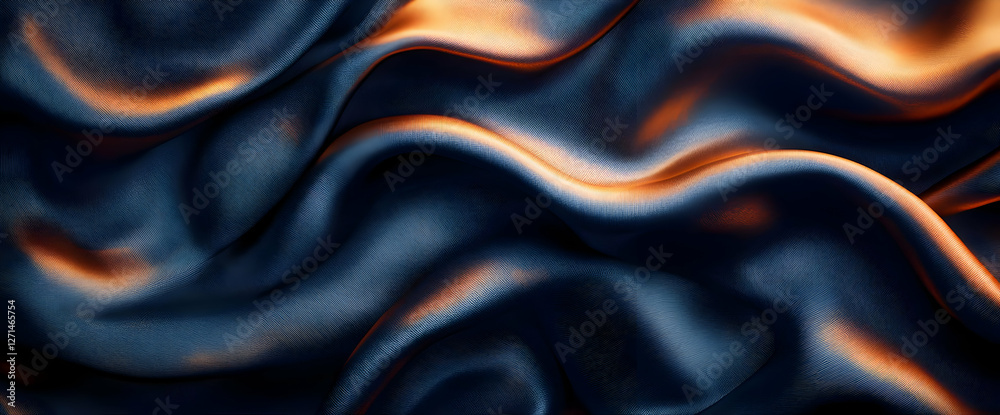 Blue And Gold Fabric Texture With Rippling Design Blue And Gold Fabric Texture With Rippling Design
