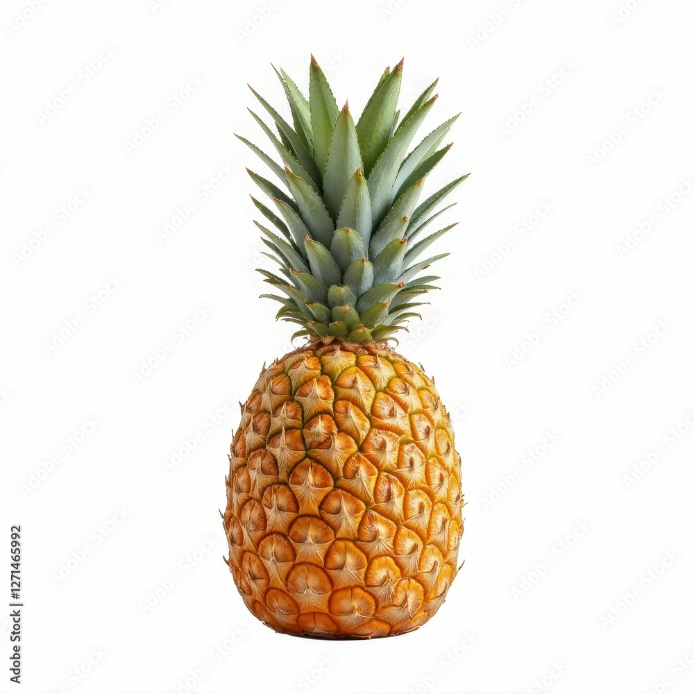 Fresh Pineapple Tropical Fruit with Green Crown Close up Single Object Detail Healthy Natural Fresh Pineapple Tropical Fruit with Green Crown Close up Single Object Detail Healthy Natural