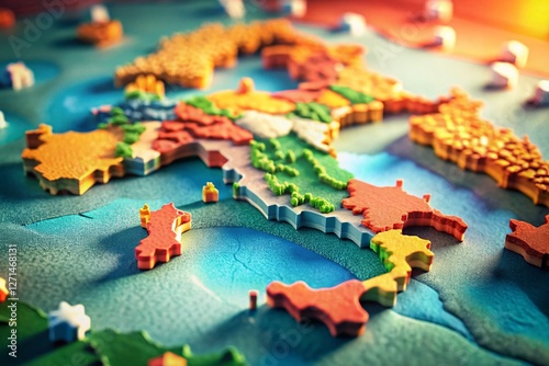 3D Map of Italy: Regions & Autonomous Provinces, Tilt-Shift Photography photo