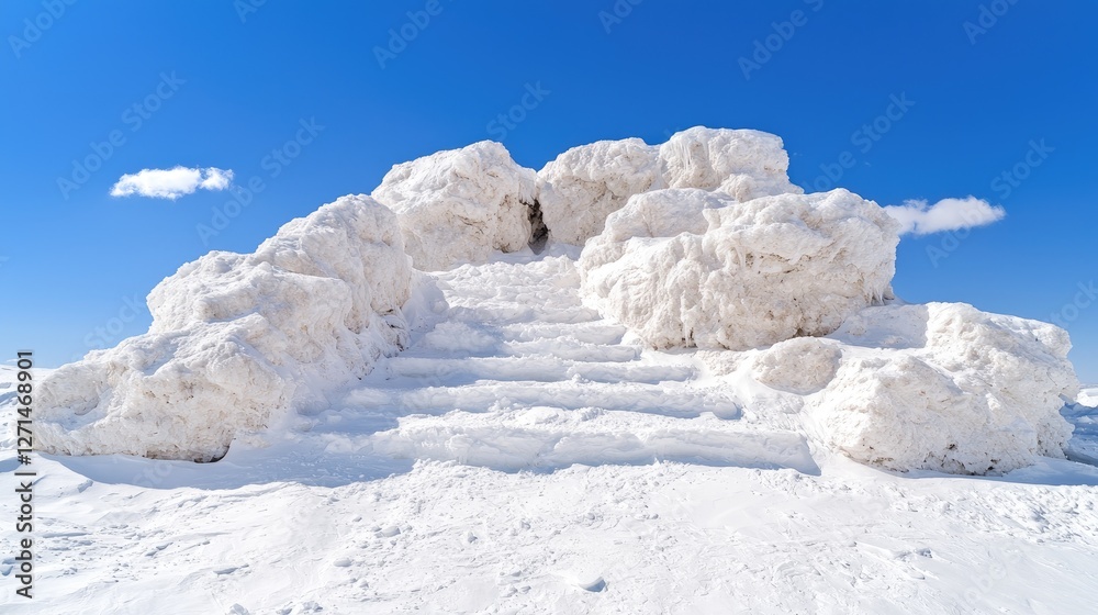 custom made wallpaper toronto digitalIce stairs in snowy mountain landscape