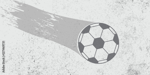 Soccer ball flew into the goal. Soccer ball bends the net, against the background of flashes of light. Soccer ball in goal net on blue background.