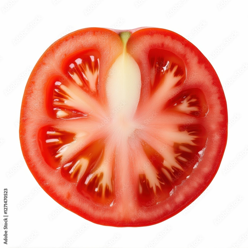 Vibrant Cross Section of a Fresh Tomato Offering a Peek into its Juicy Interior Details Vibrant Cross Section of a Fresh Tomato Offering a Peek into its Juicy Interior Details