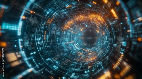 Wallpaper Mural Abstract Digital Tunnel - Futuristic Technology Art Torontodigital.ca