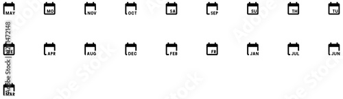 Set of Weekdays and months icons