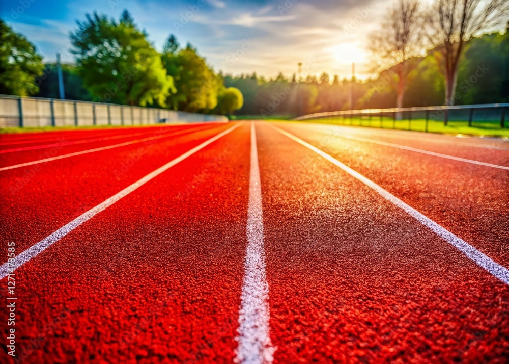 2025 Athletics Track Start Line: Bold Red Markings, Candid Shot 2025 Athletics Track Start Line: Bold Red Markings, Candid Shot