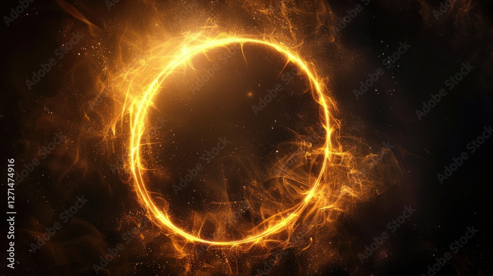 Obraz premium Abstract golden circle effect with a radiant glow and a sophisticated, luxurious atmosphere