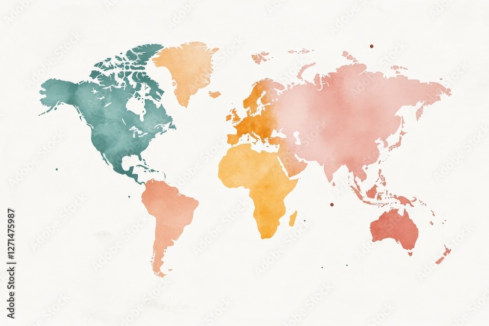 Fototapeta premium A world map with flat continents. Generative AI