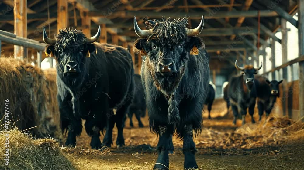 buffalo  in a professional farm house, livestock industry	