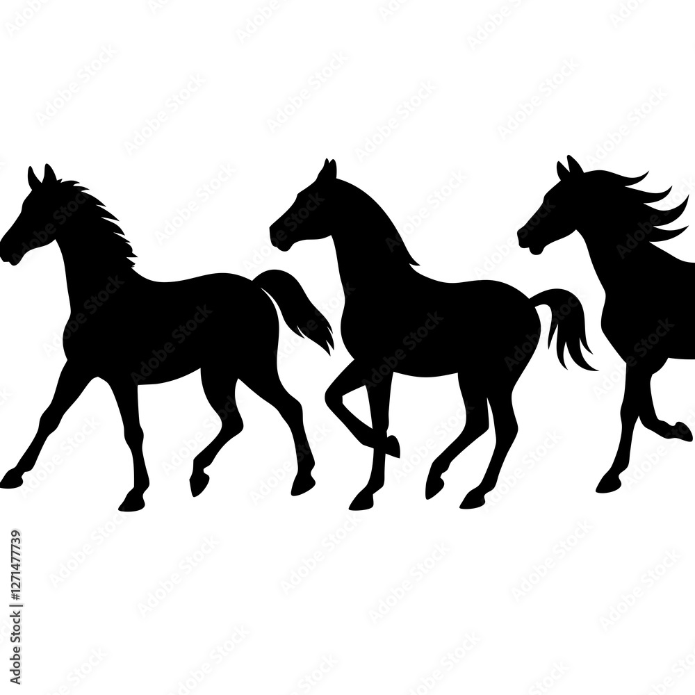 silhouette of horses silhouette of horses
