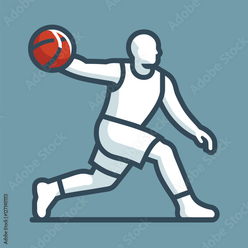 Dynamic Basketball Player Illustration Stylized Sports Action in Flat Design