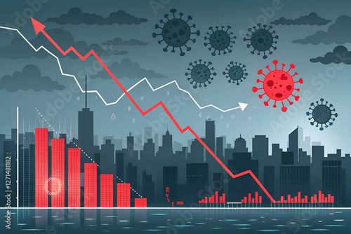 business graph with red arrow