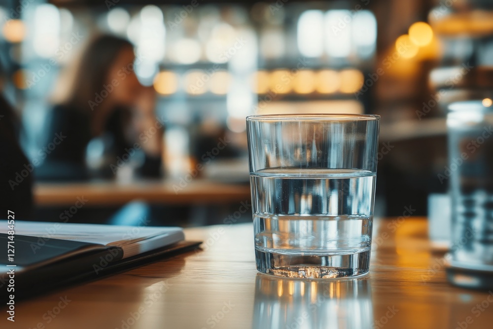 Drinking Glass On Desk And Woman In Foreground, Drinking Glass On Desk And Woman In Foreground,