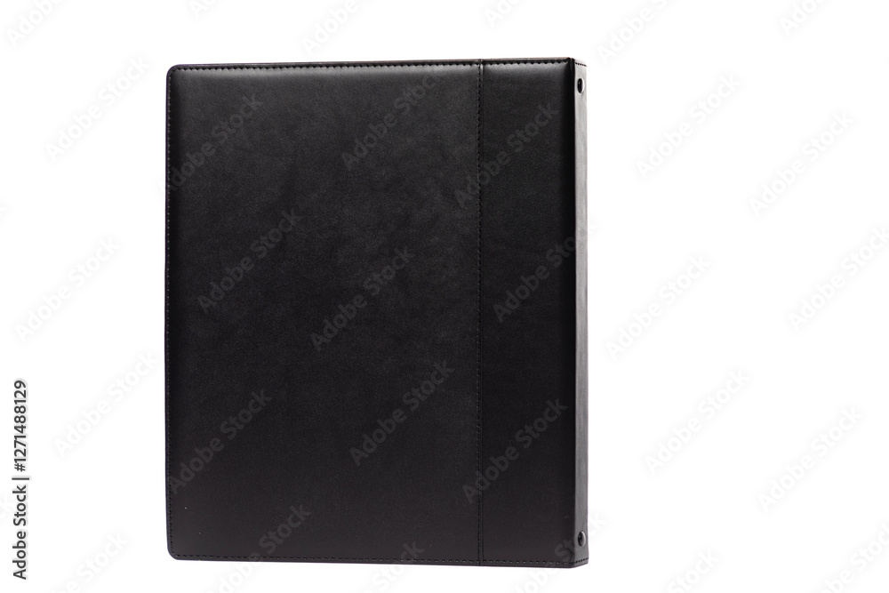 Organize documents with a sleek black leather binder made for professional settings and everyday use Organize documents with a sleek black leather binder made for professional settings and everyday use