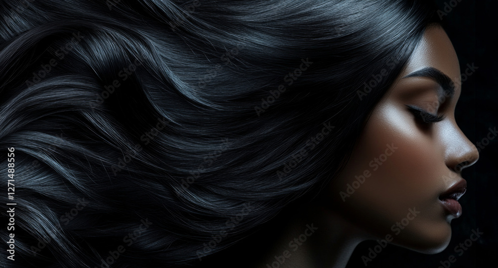 Obraz premium Healthy shiny hair flowing in the wind