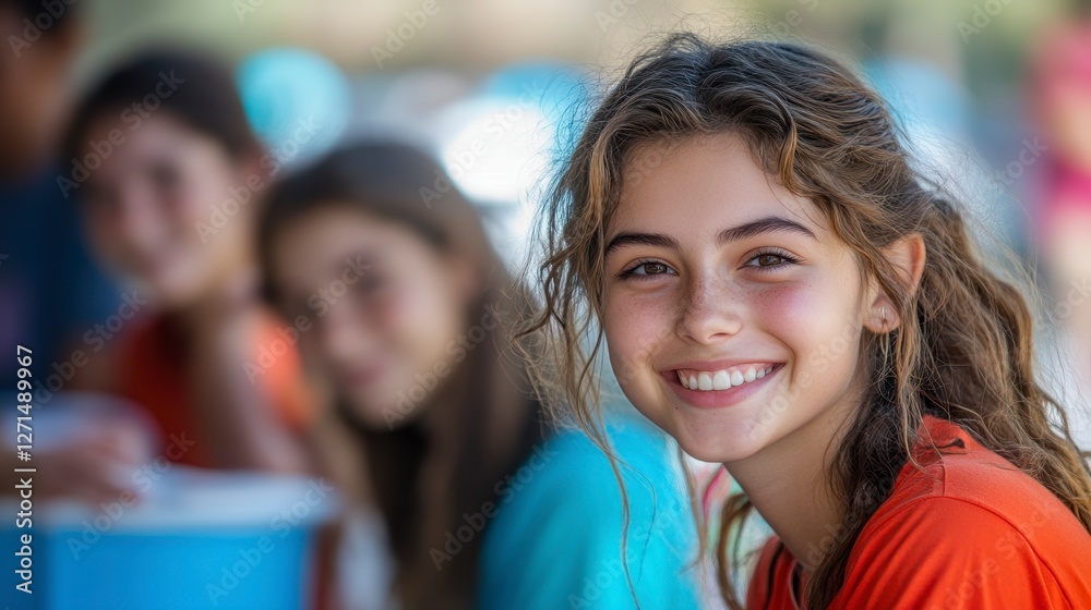 Fototapeta premium Joyful Teens Collaborating on Community Projects in Bright Setting