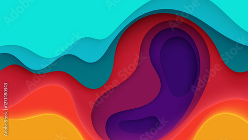 Abstract papercut background colorful wavy shape cutout design vector