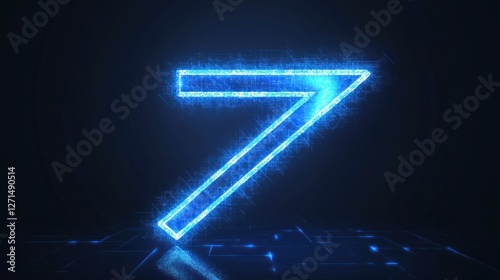 Wallpaper Mural Glowing neon blue number seven on dark background. Torontodigital.ca
