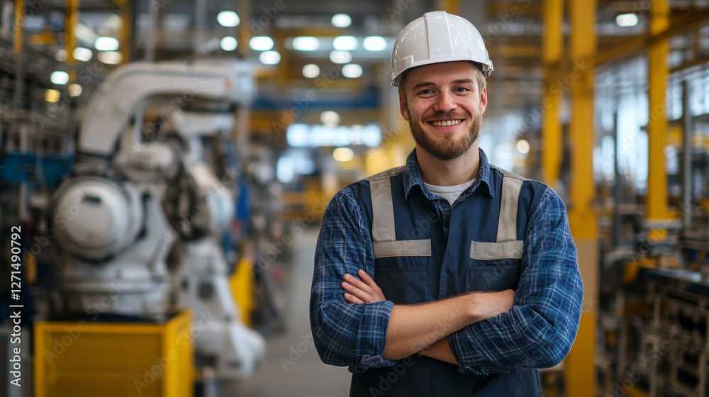 Portrait of a smiling factory worker